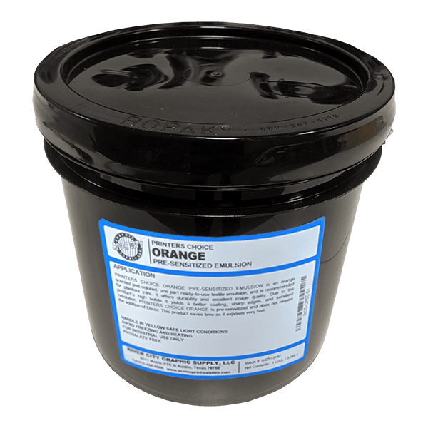 Printers Choice Orange Pre-Sensitized Photopolymer Screen Printing Emulsion - Fast-Exposing, High-Solids Emulsion for Plastisol Ink Screen Printing