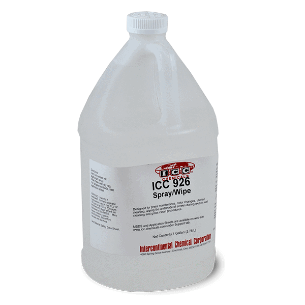 ICC 926 Premium Spray/Wipe™ – Fast, Non-Flammable Press Wash for Plastisol Ink