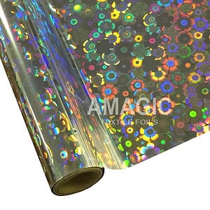 AMagic Holographic S0K201 Flower Power Heat Transfer Foil - Create Shiny Metallic Designs