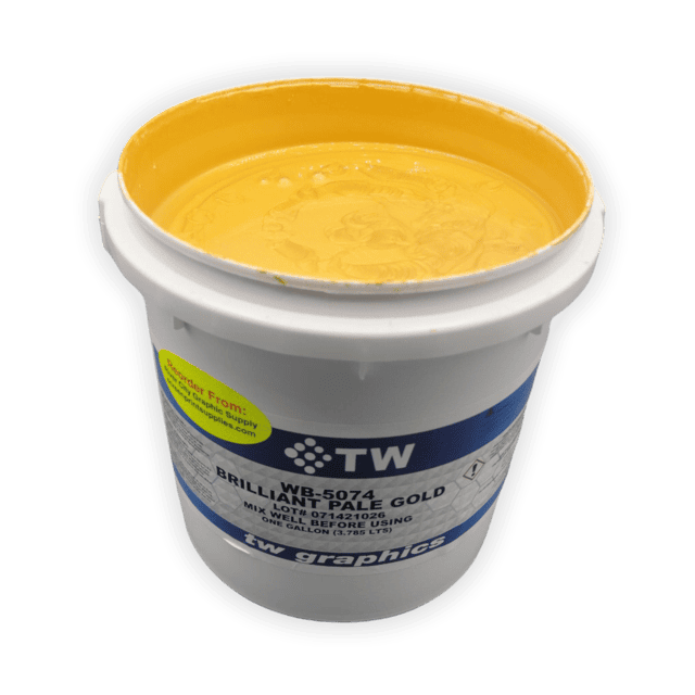 TW 5074 Gloss Brilliant Pale Gold Water Based Poster Ink – Perfect for Flat Stock
