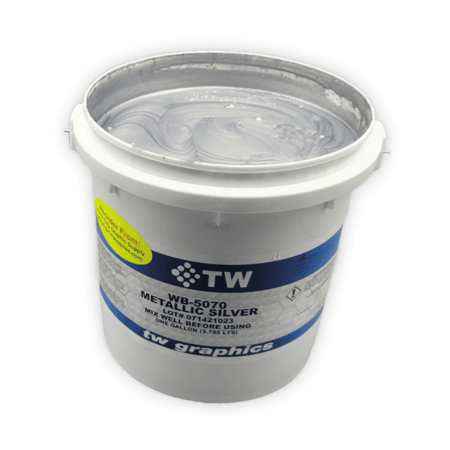 TW 5070 Gloss Metallic Silver Water Based Poster Ink – Perfect for Flat Stock