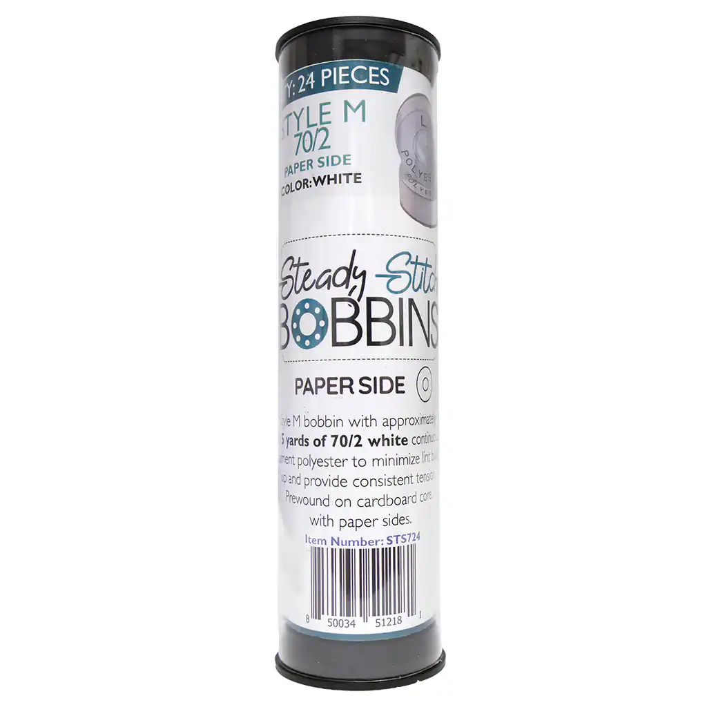 Steady Stitch Paper Sides Style M Polyester Prewound Bobbins Steady Stitch Paper Sides Style M Polyester Prewound Bobbins