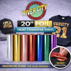 River City 20” Foil Heat Transfer Vinyl – High Shine Metallic HTV Rolls