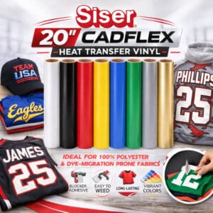 Siser 20" CadFlex Heat Transfer Vinyl – For 100% Polyester & Dye Migration Fabrics
