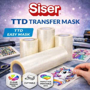 Siser TTD Transfer Mask – Easy Mask & High Tack Clear Transfer Tape for Printable HTV